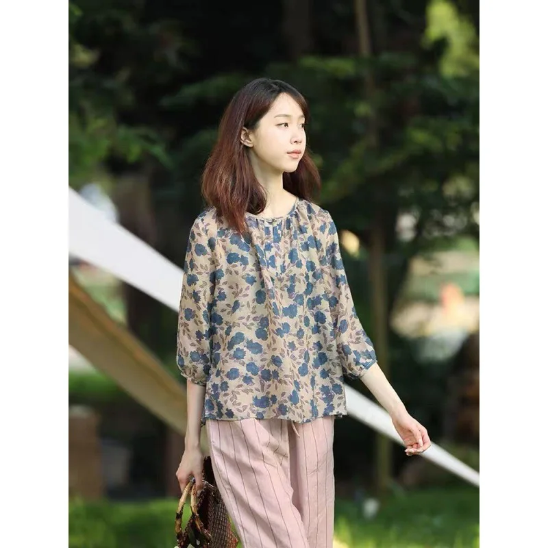 

Детская рубашка, женская свободная рубашка с принтом, милая литературная ранняя осень, новый стиль