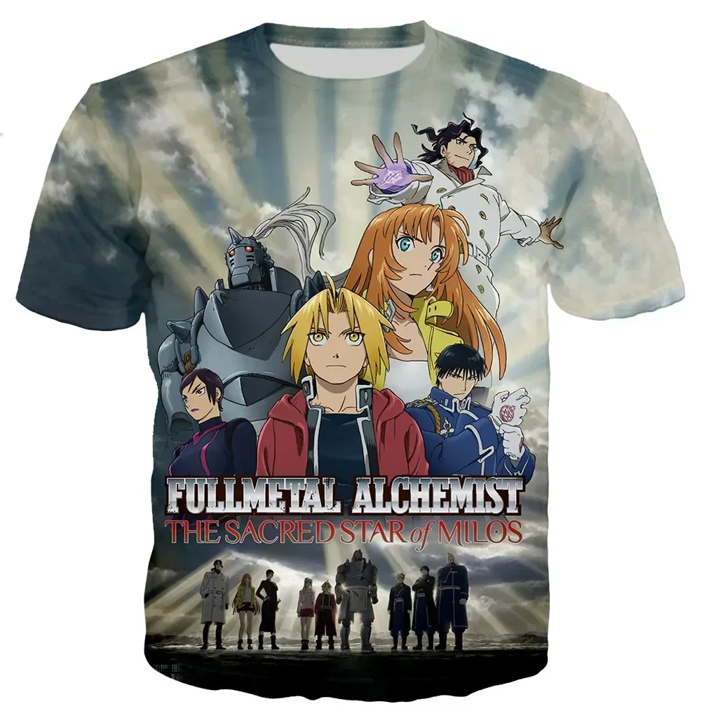 Maglietta Casual Stile Harajuku Streetwear Top Fullmetal Alchemist Brotherhood T Shirt Uomo/donna T-shirt Stampate in 3D