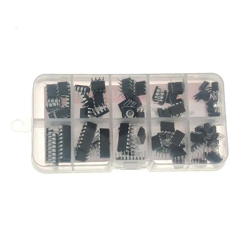 85 قطعة NE555 LM324 LM393 UA741 ULN2803 LM358 LM386 NE5532 ULN2003 PC817 10 أنواع الدوائر المتكاملة DIP IC مجموعة رقاقات