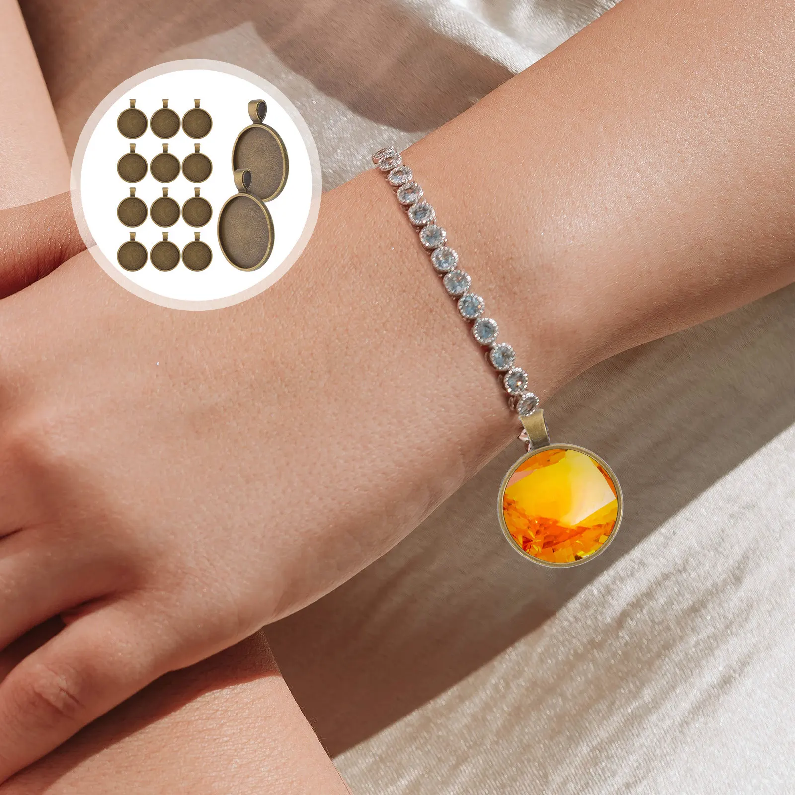 

100 шт. круглых заготовок для кулонов из сплава для самостоятельного изготовления ювелирных изделий, ожерелий, браслетов, аксессуаров