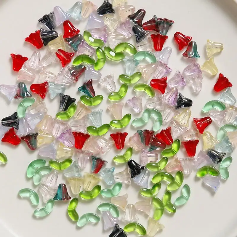 Lampwork  Flower Beads 30Pcs Multicolor Glass Beads for DIY Jewelry Craft Projects Arts and Crafts Making