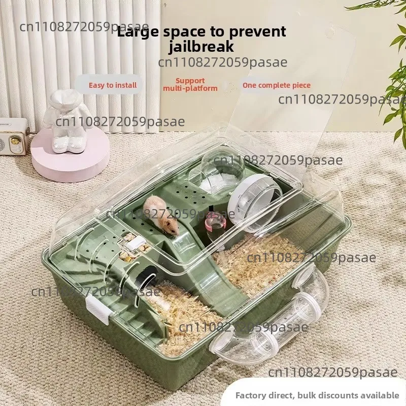 Plastic acrylic square simple solid hamster cage large luxury villa design gold oversized portable model AB006 suitable for