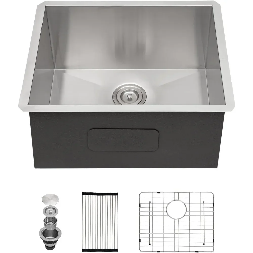 

24x18x12 Inch Practical Laundry Sink with Bottom Installation of Deep Single Bowl 16 Stainless Steel Kitchen Sink