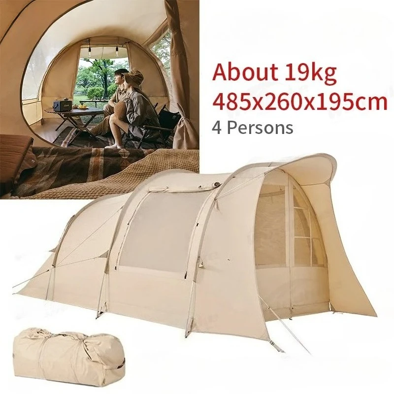 Cotton 10㎡ Tunnel Tent 3-4 Persons  Internal Removable Camping Equipment