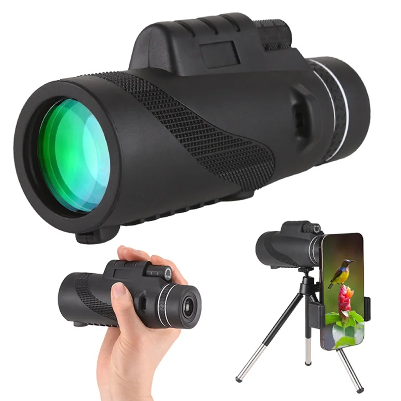 A29F-متوافق مع الهاتف الذكي 80X100 تلسكوب أحادي العين عالي الطاقة لمشاهدة النجوم والحياة البرية ومشاهدة الطيور والسفر والتخييم