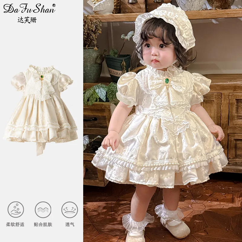 Girls Lolita Princess Dress Spring Summer New Baby Girls Trousers Birthday Court Hat