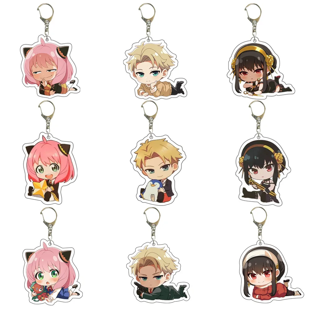 

Cute Spy×Family Anime Figure Display Merchandise Anya Yor Forger Acrylic Keychain Accessories Friends Girl Gift Key Ring