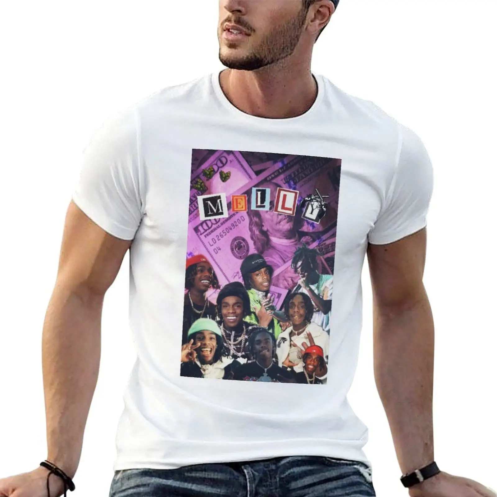 ynw melly collage purple T-Shirt baggy shirts blacks t shirts for men graphic