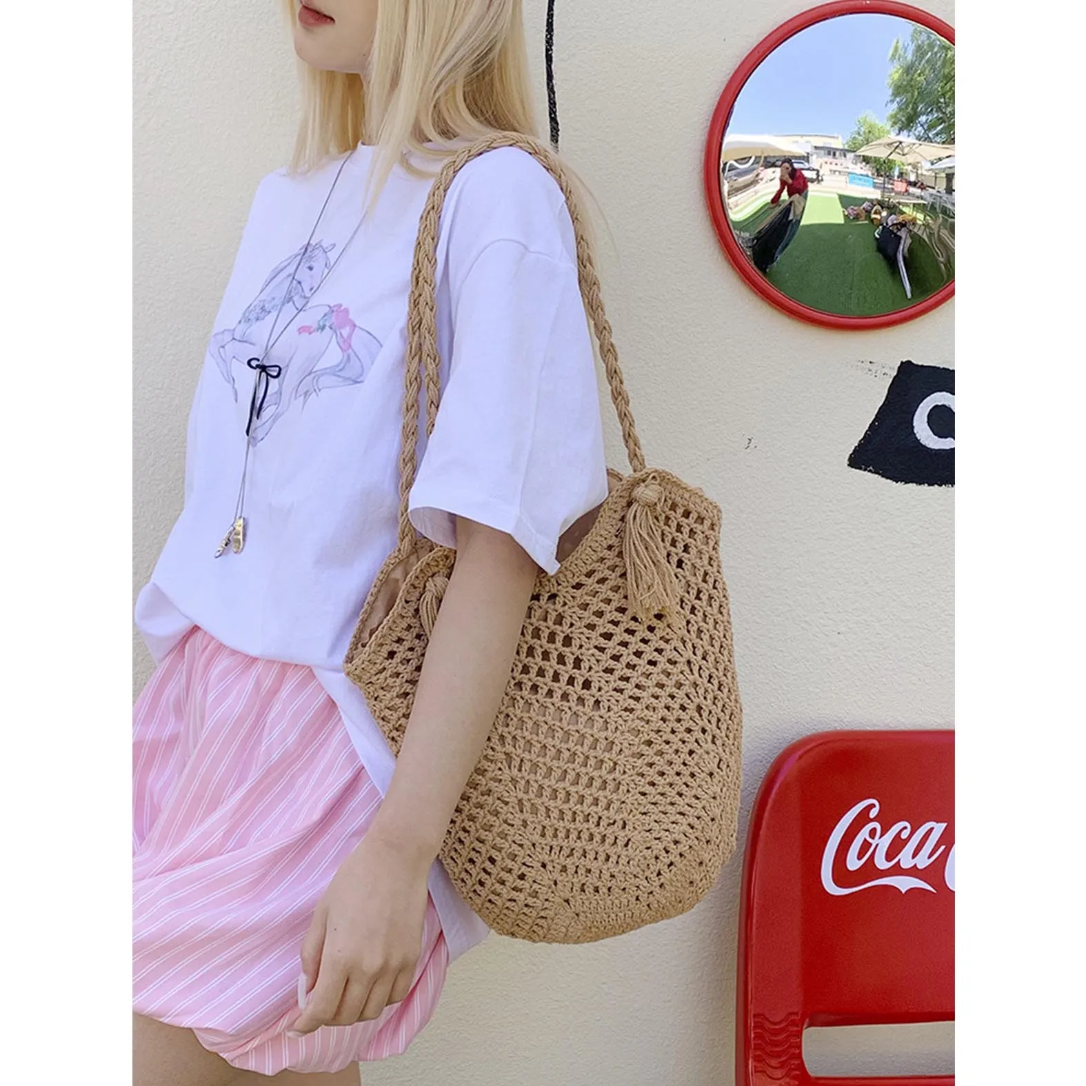 

Ленивый ветер, релаксация, большая вместительная тканая сумка для женщин, летний пляжный отдых, пляжная сумка на одно плечо, соломенная тканая большая сумка