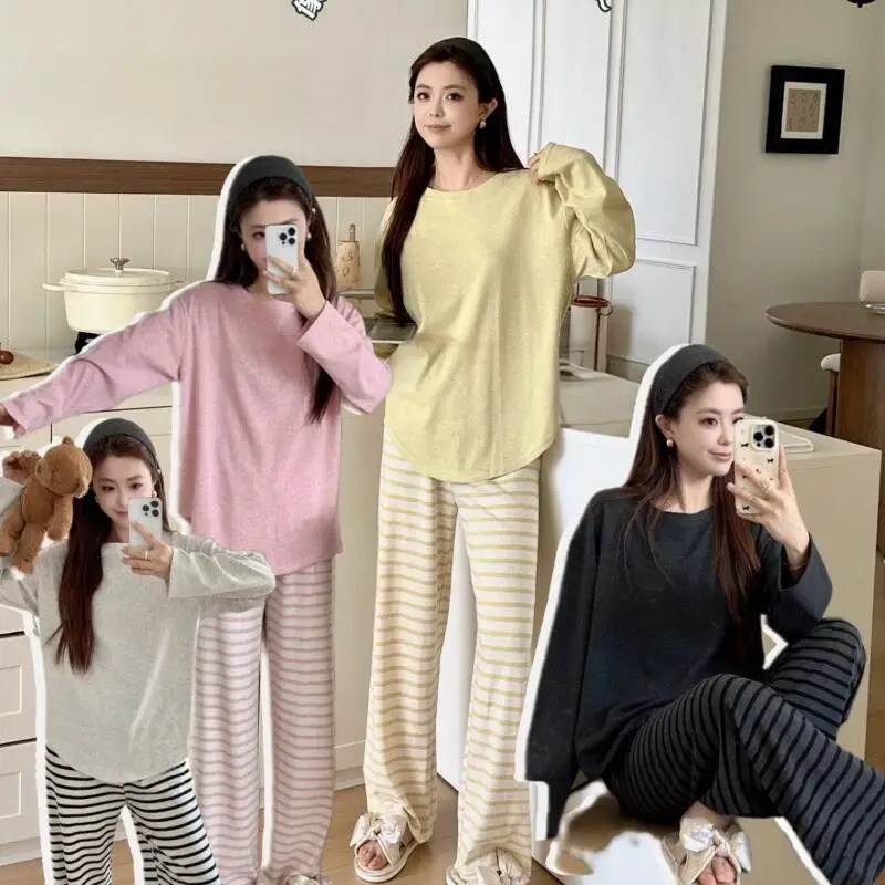 

2025 новые модные пижамные комплекты, удобные, приятные для кожи женские пижамы для студентов, зимняя теплая одежда для сна, хлопковые пижамы для девочек, брюки