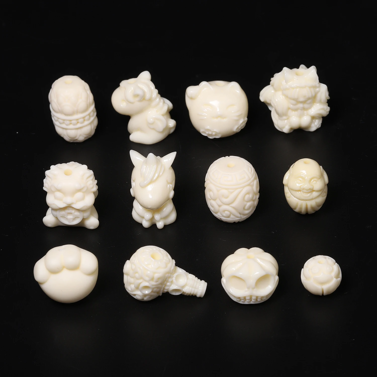 Irregular Shape Beige Shell Powder Beads Flower Fish Fox Unicorn Pumpkin Shape Spacer Beads for DIY Jewelry Pendant Bracelet