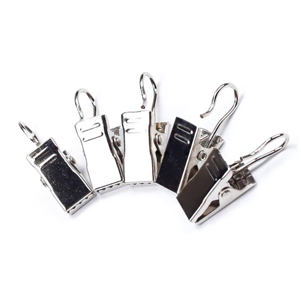 

120Pcs Curtain Hooks Metal Clips Rustproof Heavy-Duty for Bathroom Shower Drapes Lights Curtain Clamp Metal Hook Clips