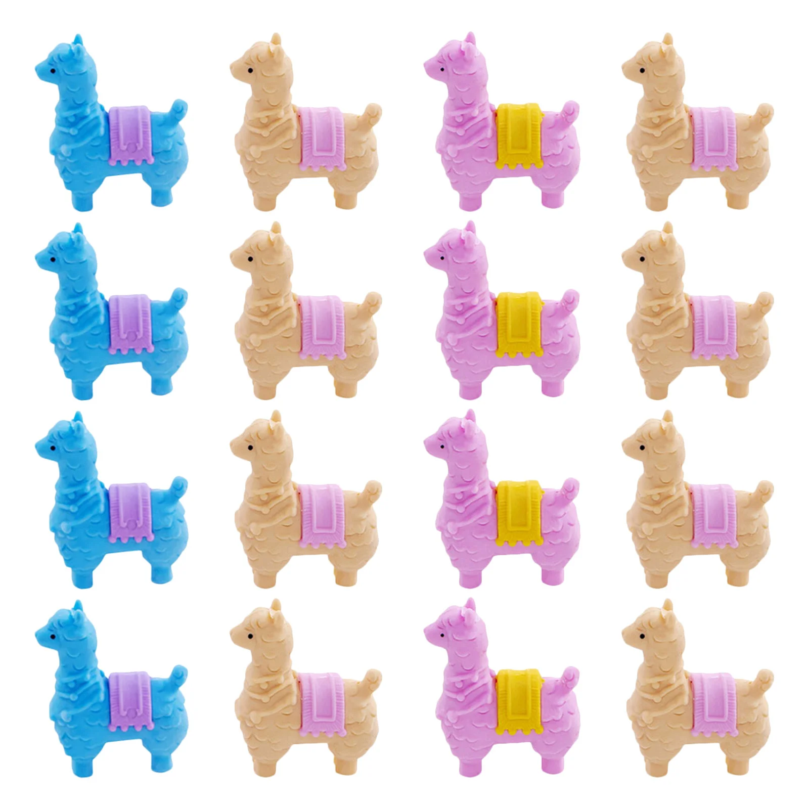 

16pcs Cartoon Erasers Cute Alpaca Design Tpr Safe Material Kids Learning Gift Festival Party Favor Mini Animal Rubber Student