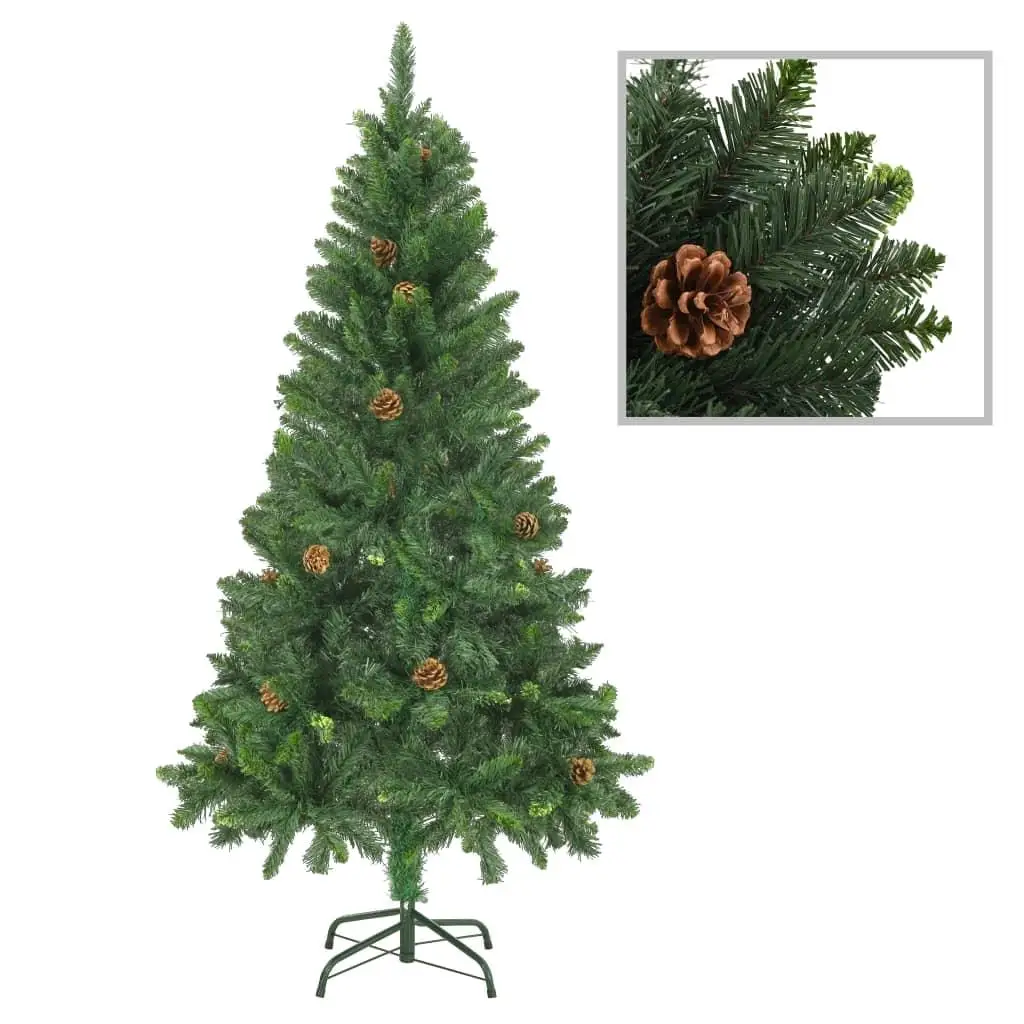 

5ft Green Artificial Christmas Tree with Pine Cones - Holiday Decor for Festive Celebrations