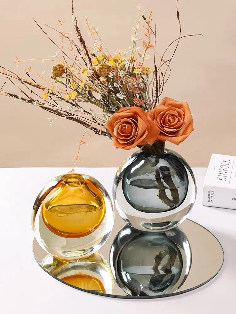 

Jarrón Modern Circular Type Flower Vase Stained Glass Spheroidal Flower Pot Luxury Home Accessories Decoration Gift Ваза