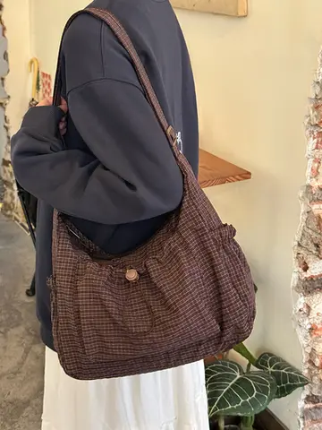 Retro Korean Sle Large Capaci Commuter Plaid Menger Bag Crossbody oulder Bag Daily Commute Casual Simple Sle
