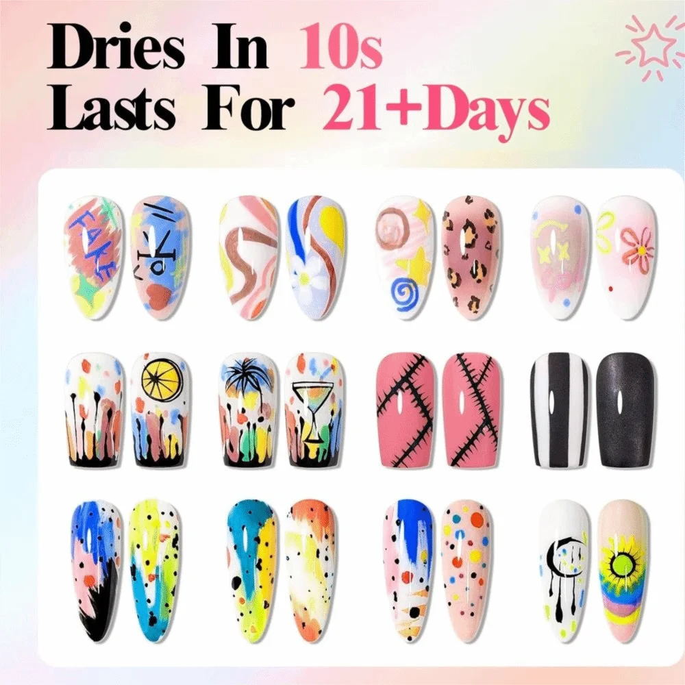 12Pcs/Set New Colorful Nail Art Graffiti Pen DIY Waterproof Drawing Pen 3D Abstract Lines Painting Liner Manicure Tool