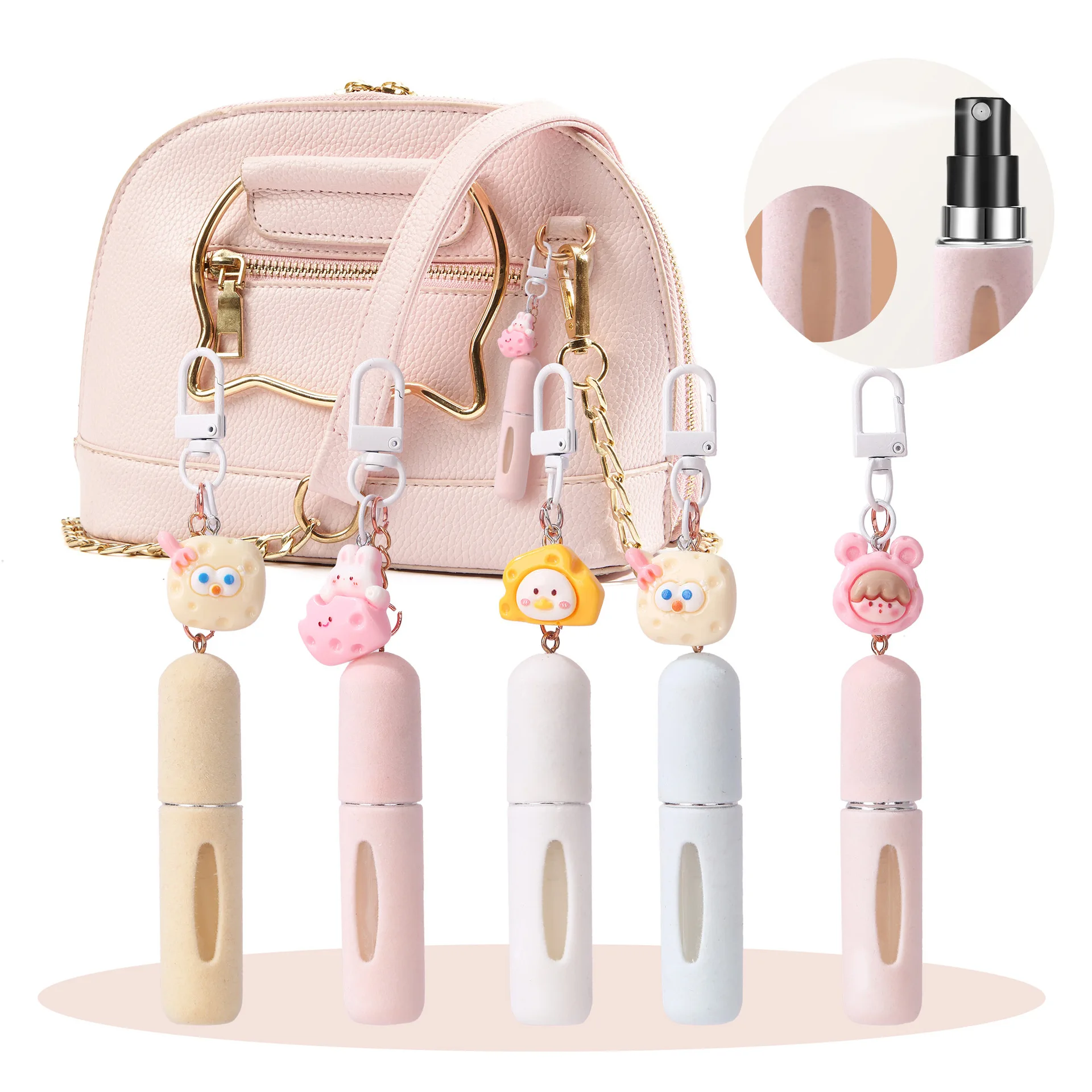 5 ml Cartoon Anhänger Parfüm Flasche Tragbare Parfüm Sub-abfüllung Tasche Hängen Nette Plüsch Dekorative Spray Nachfüllbare Flaschen