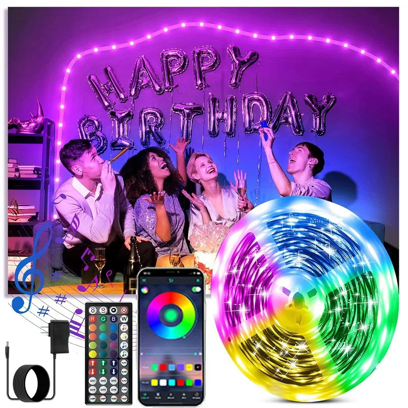 LED Strip Light for Room Bluetooth WIFI RGB5050 24v LED Light Color RGB LED Tape Bedroom Decor Christmas Neon Lights LED 30m 50m