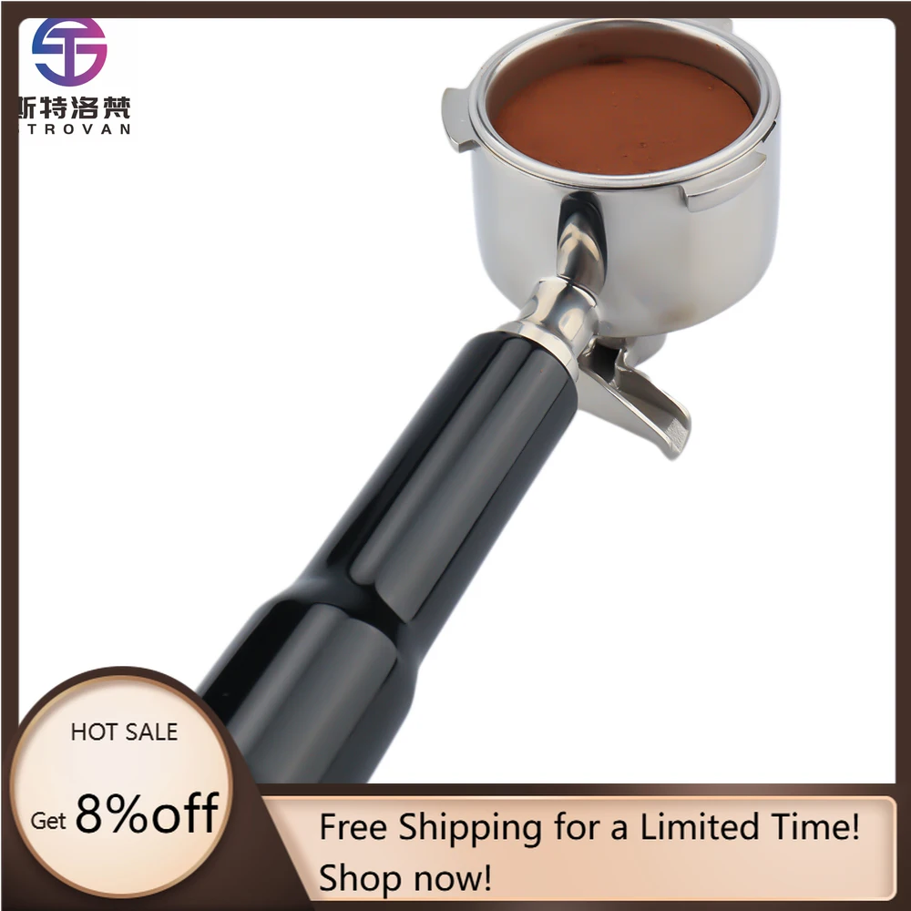 

STLF WJW 51mm 3 Ears Espresso Coffee Portafilters Black 304 Stainless Steel Double Spouts Portafilter for Delonghi 51mm