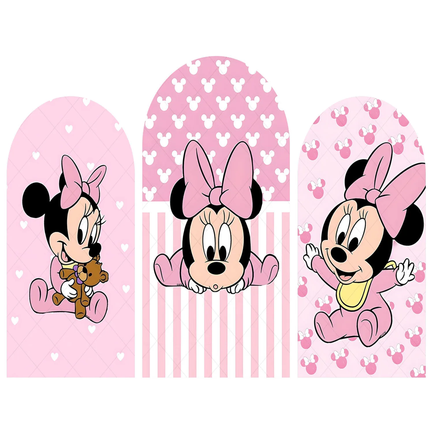 

Розовый фон с Минни Маус для детского дня рождения, декоративный баннер из полиэстера для фотосессий и вечеринок в честь рождения ребенка