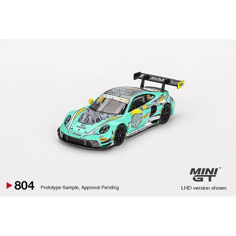 MINIGT 1:64 Porsche 911 GT3 R Roxy Pink AO Racing 2023, литая под давлением модель автомобиля из сплава VIRginia, Рождественский подарок