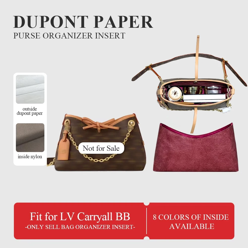 Dupont Paper Purse Organizer Insert Fit for LV Carryall BB Inside Storage Bag Lightweight Inner Liner Makeup Bag In Bag Insert