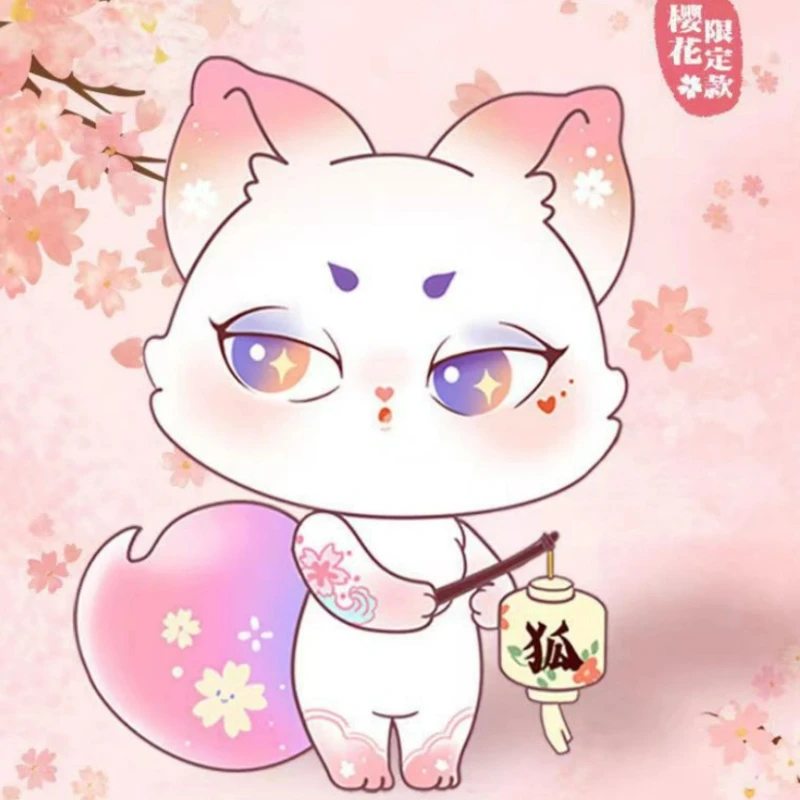 限定版 コリモンスタータウン サクラシリーズ コレクタブル アクションフィギュア キュートな小さなキツネの精霊 ブラインドボックス 手作りアートワーク おもちゃ