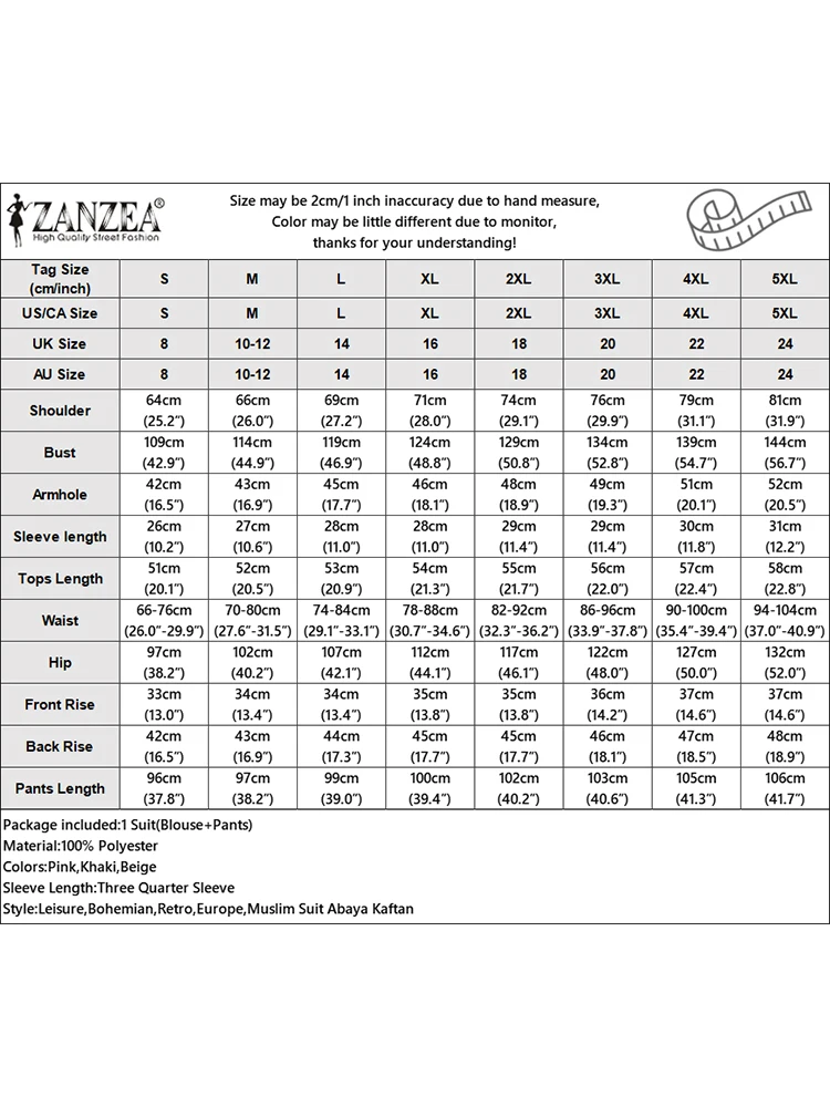 ZANZEA Spring 2pcs Outfits Women Pant Sets 3/4 Sleeve Floral Printed Blouse Loose Trousers Suits Elegant Work Tracksuit Oversize