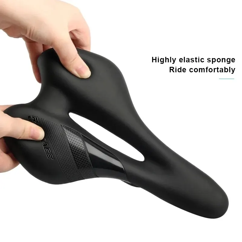 Bike Saddle Hollow MTB Mountain Road Bike Seat For Men Women PU Leather Sponge Comfortable Soft Shockproof Cycling Cushion