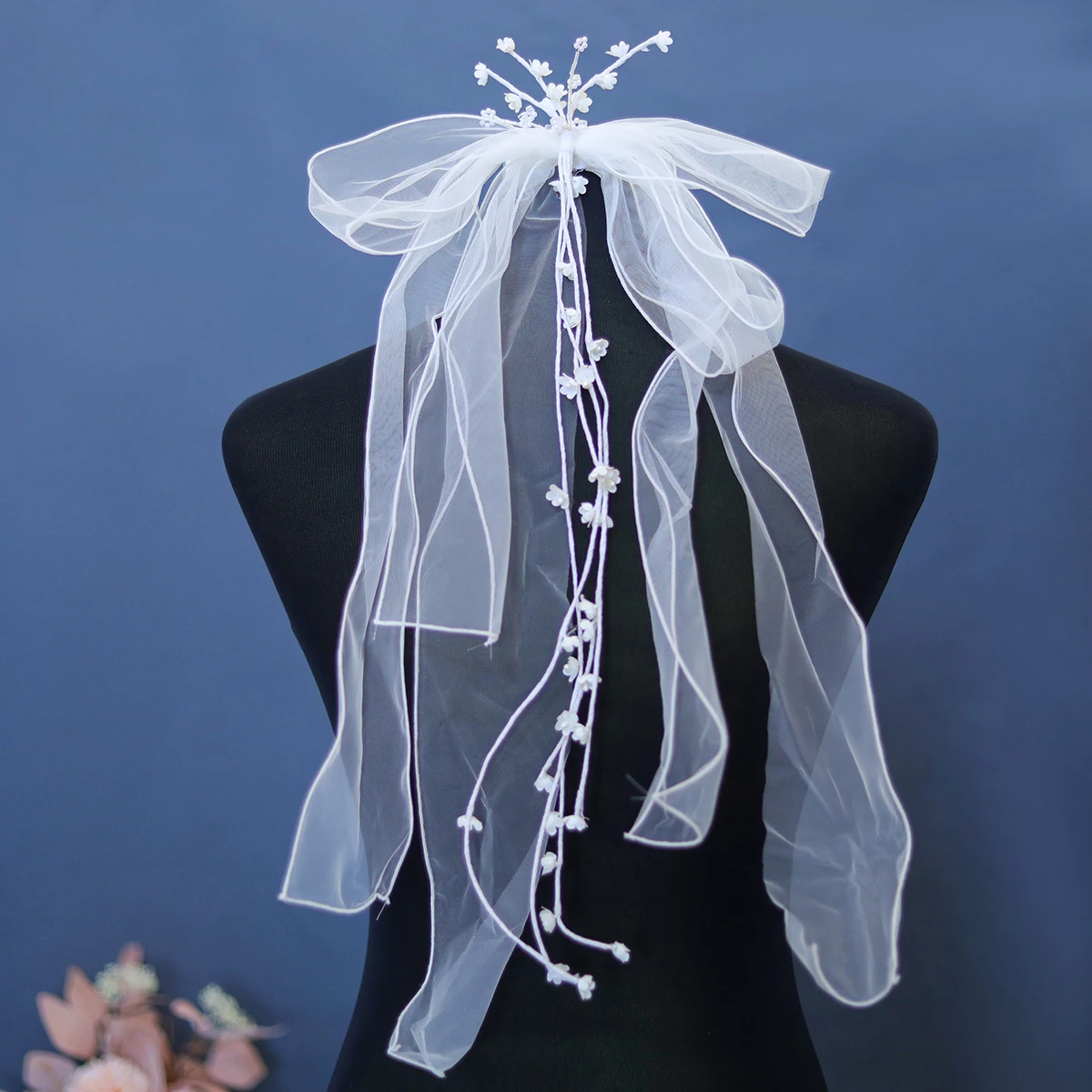 Handmade Flower Bridal Veil Headdress Headwear Sweet Bow Simple Hair Clip Wedding Hair Accessories