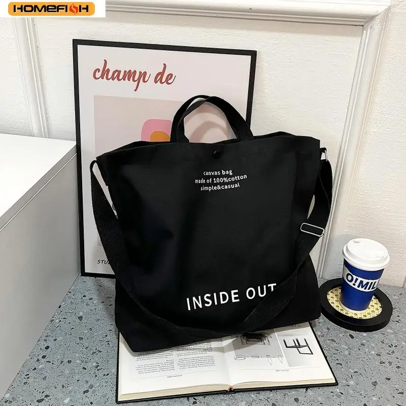 High Quality Women Canvas Crossbody Tote Bag Large Cotton Shopping Handbag Student School Shoulder Bag For Girls Daily Use