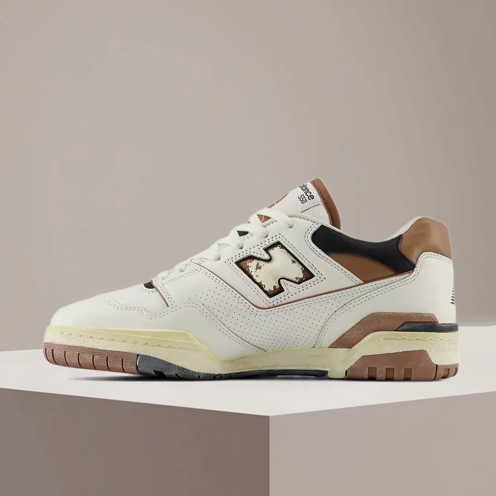 New Balance NB550 Unisex Low-Top Retro Basketball Shoes – Beige/Brown, Breathable Upper, Non-Slip & Durable Comfort BB550VGC
