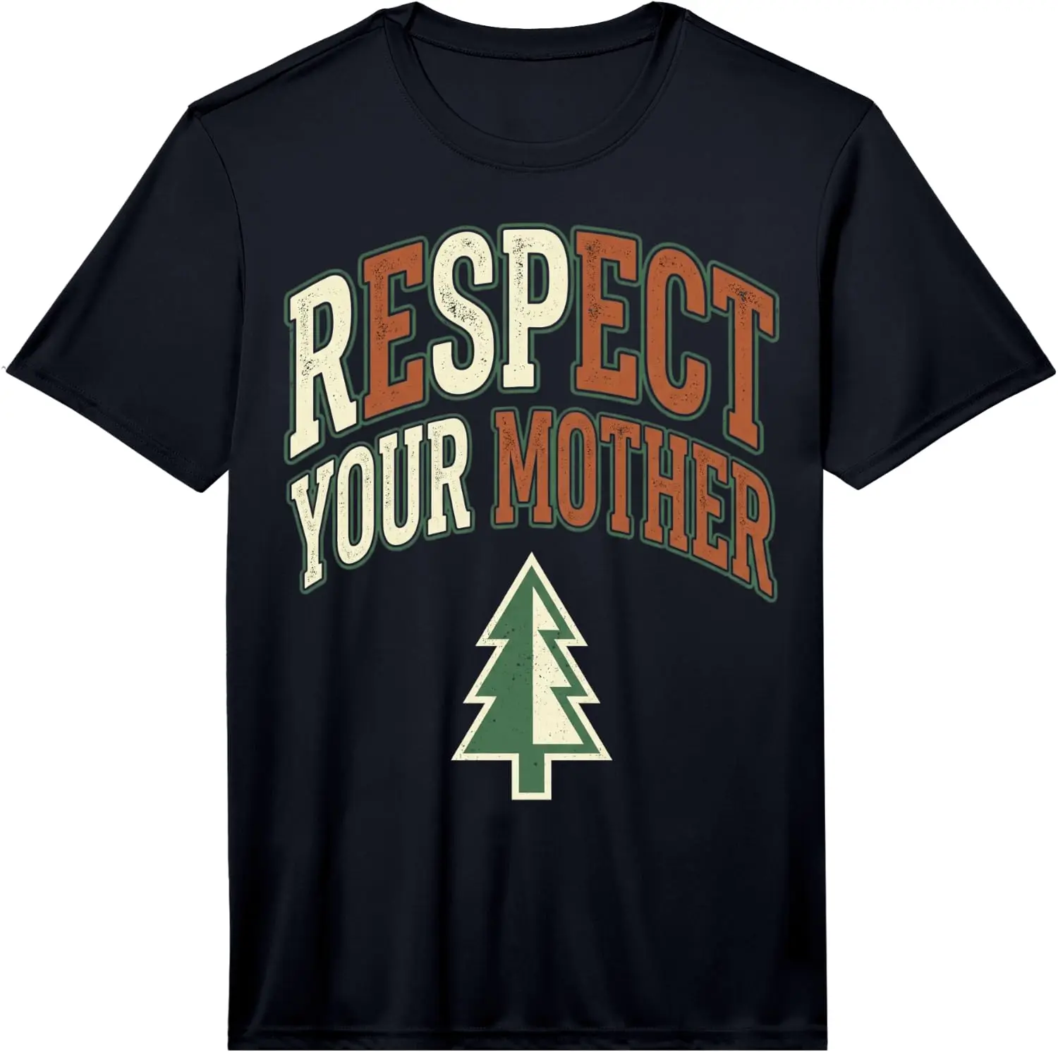 Mens Respect Your Mother Earth Day Environmentalist Retro Tree Performance T-Shirt 100% Cotton Trendy Y2K Short-Sleeve Tee – Soft, Quick-Drying, & Moisture-Wicking; Ideal for Sports or Casual Wear; Great Gift for Christmas or Halloween. Environmental.