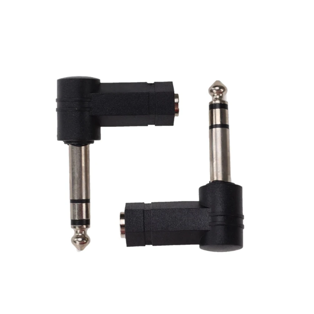 6.35mm Male to 3.5mm Female Plug Right Angle Stereo Audio Headphone Adapter 90 Degree Speaker Connector Converters