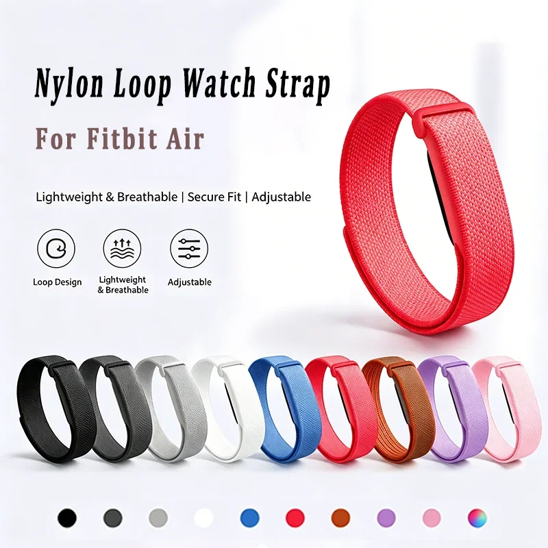 Pulseira de Relógio de Nylon Trançado para Google Fitbit Air Loop, Faixa Respirável para Pulso