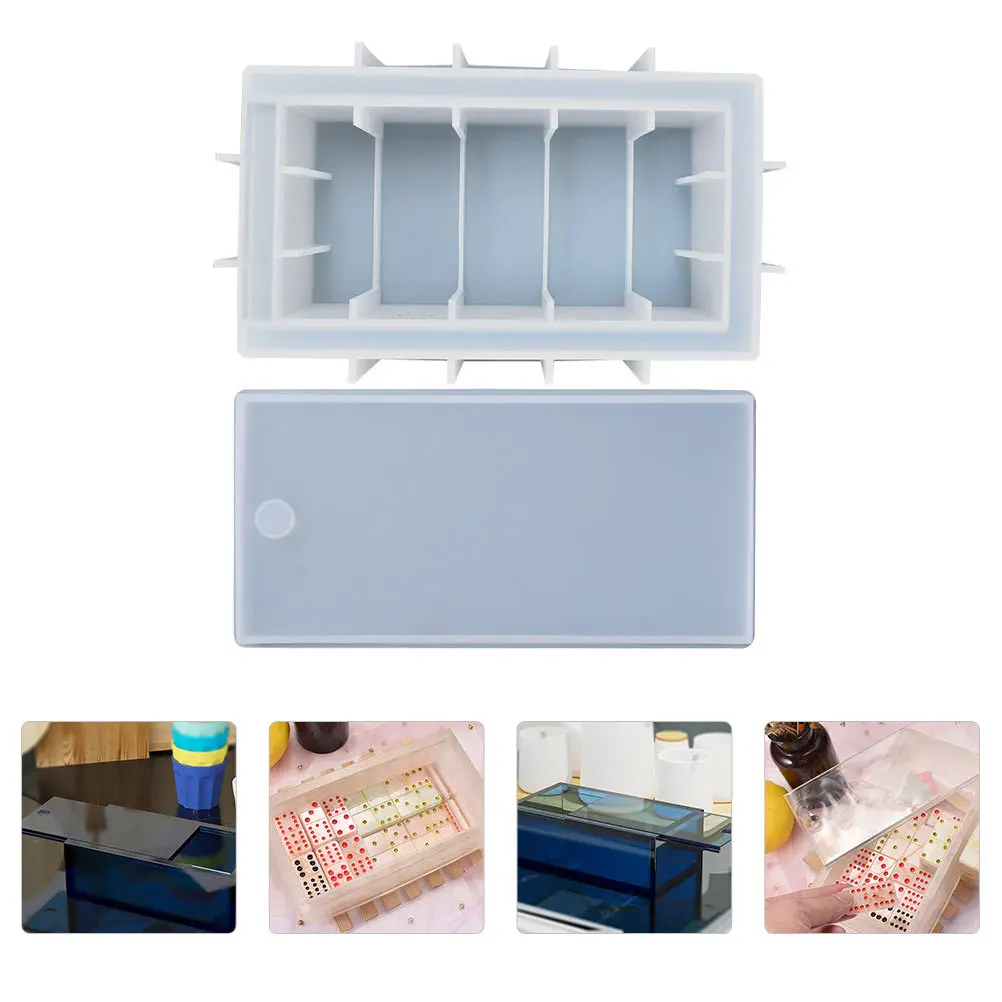 

1Set Storage Box Mold Silicone DIY Resin Casting for Domino Tissue Beads Organizer Epoxy Craft with Glitter Powder Mica Dried