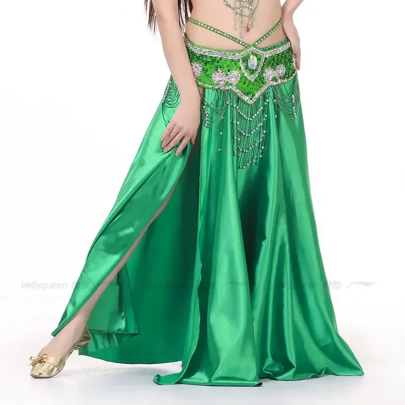 

2022 Performance Belly Dance Costume Saint Skirt 2-sides Slits Skirt Sexy Women Oriental Belly Dance Skirt Female Dance Clothes