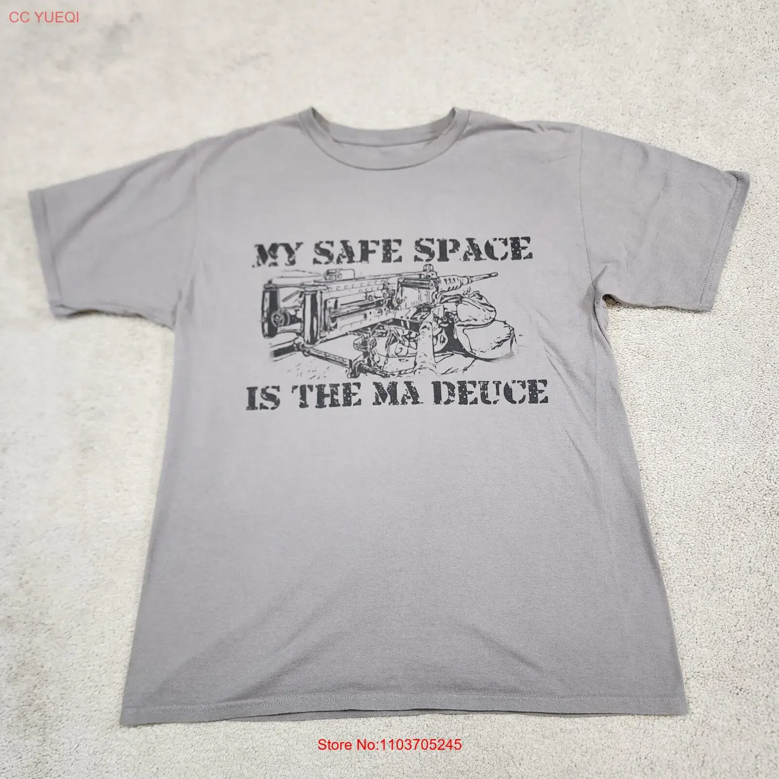 second Amendment Ma Deuce T Shirt Military Gray Medium vintage Washed designer clothes Stylish Breathable homme Slightly Casual