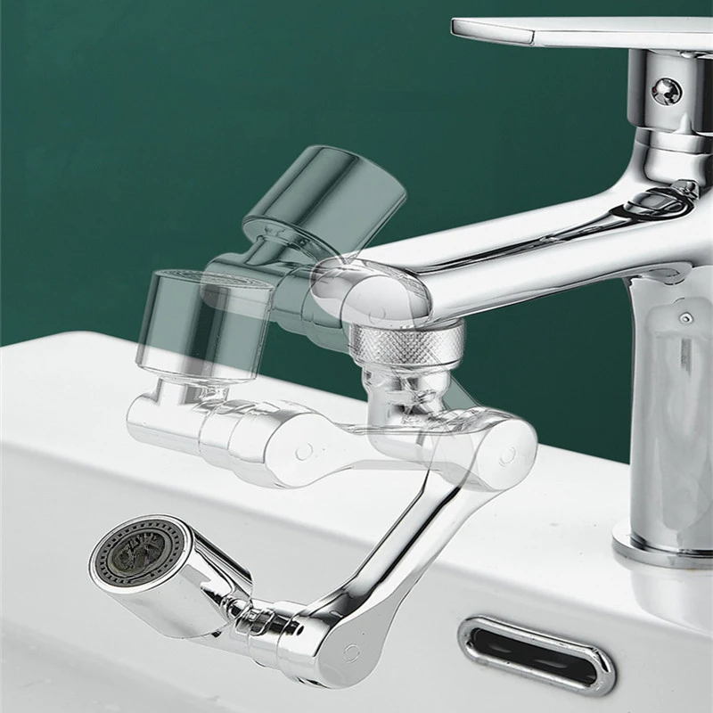 1080° Universal Rotation Extender Faucet Aerator Plastic Tap Splash Filter Kitchen Washbasin Faucets Bubbler Nozzle Robotic Arm
