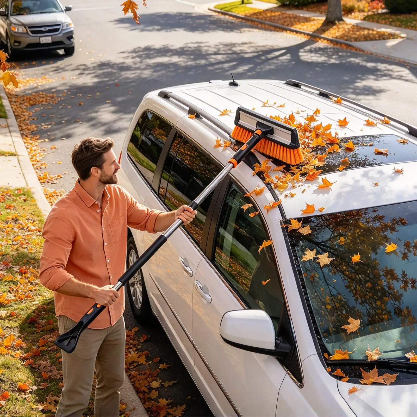 Car Windshield Snow Brush and Ice Scraper 180 Rotating Extendable Snow Remover with Squeegee for Vehicle Automotive