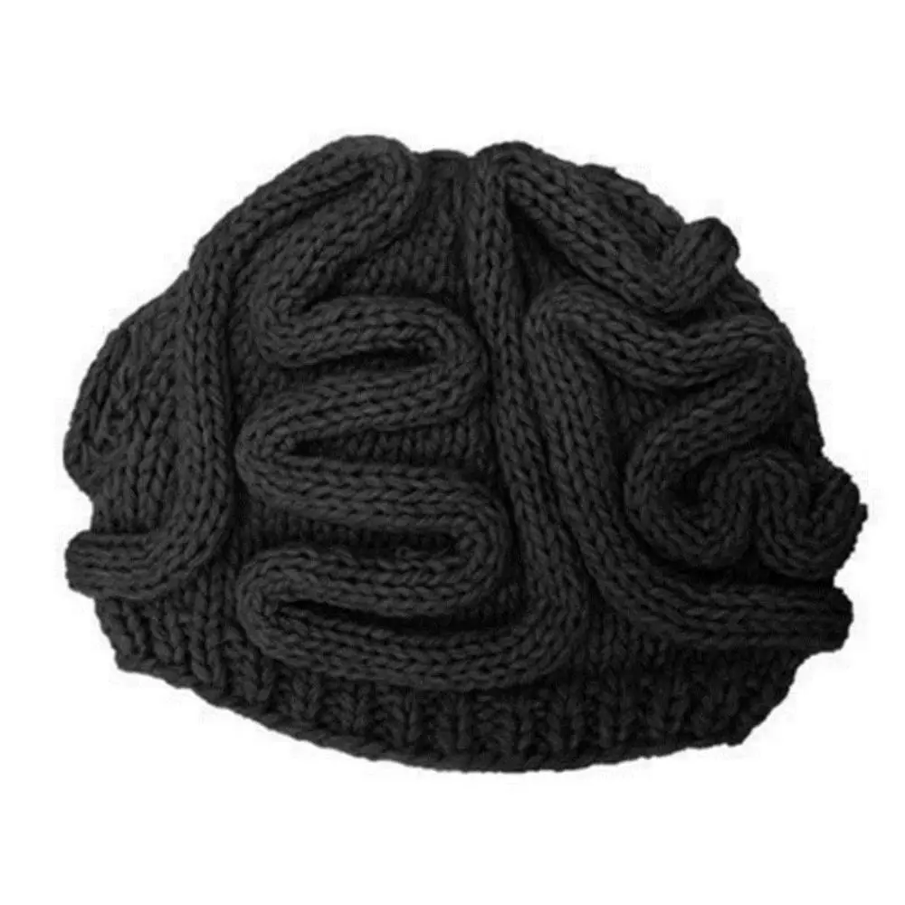 Stretchy Creative Knitted Brain Hat Playful Thick Brain Pullover Cap Warm Soft Funny Brain Beanie Cycling