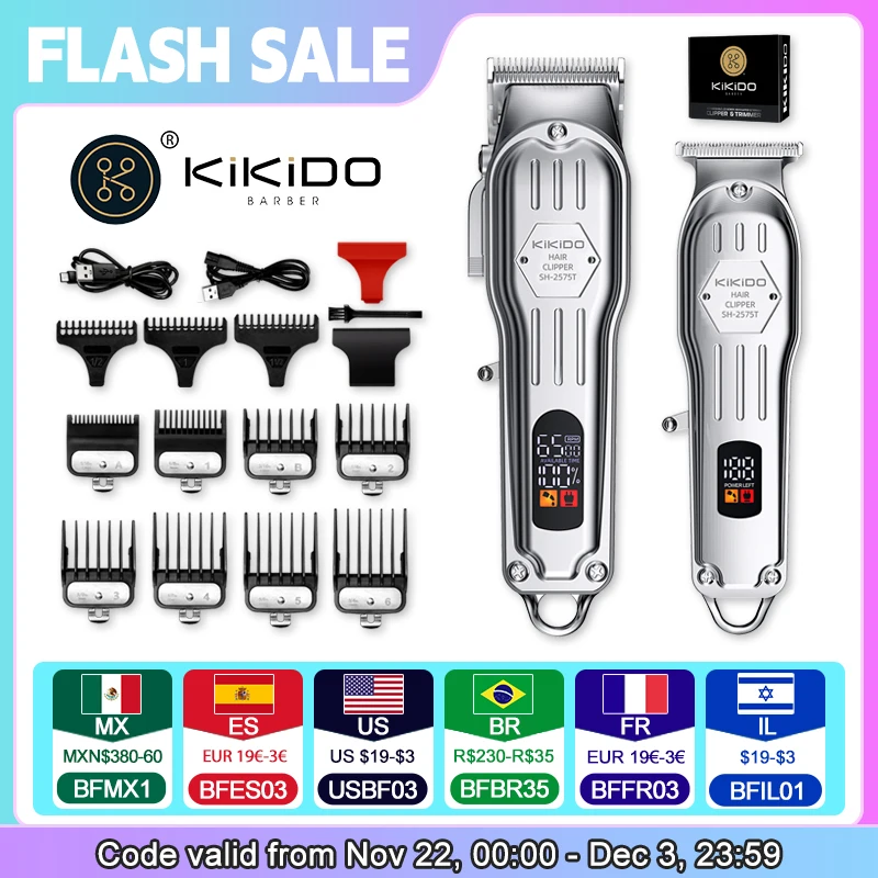 KIKIDO 2In1 Professional Hair Clipper Electric Beard and Hair Trimmer For Men Haircut Set Hair Cutting Machine Rechargeable 2575