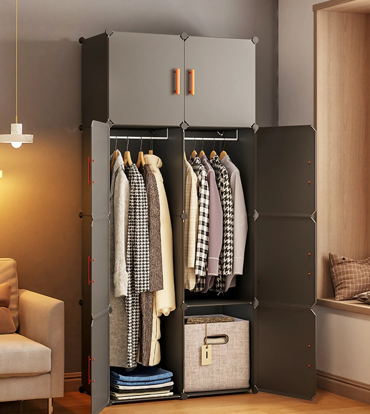 Wardrobe, simple assembly cabinets for home bedrooms, shelves for rental rooms, fabric wardrobes