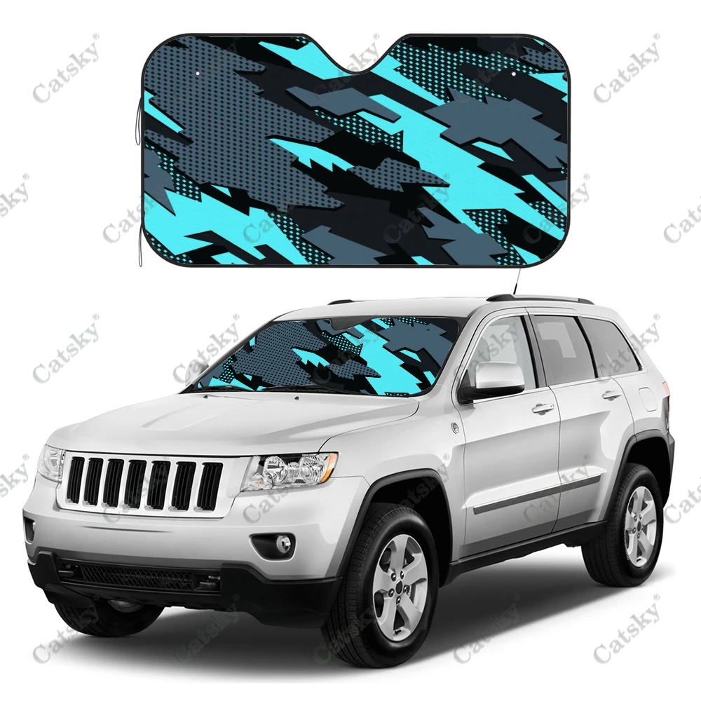 Blue Geometric Arrows Car Accessories Front Windshield Sunshade Foldable Sunvisor Protect Summer Visorshield Decoration for SUV