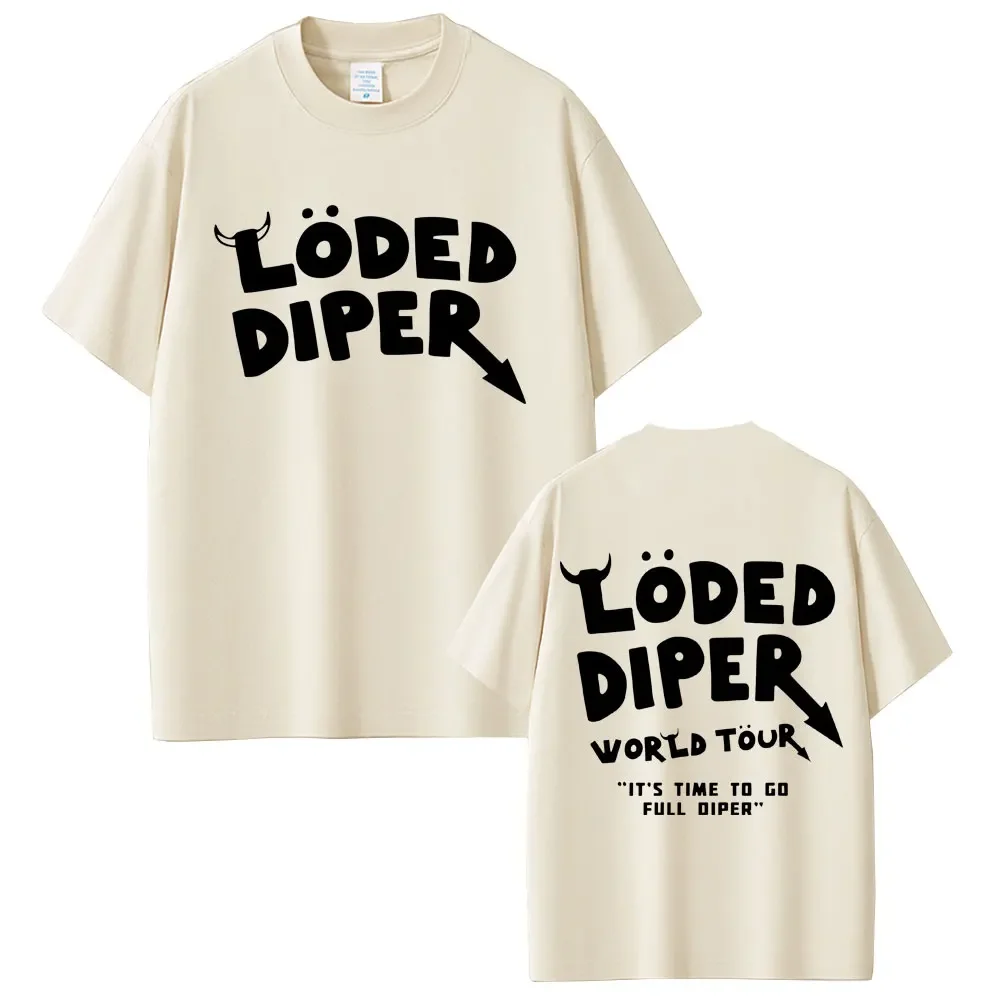 Customization Loded Diper World Tour T-shirt Men Women Clothing Vintage Rock Oversized Short Sleeve T Shirts Men's Casual 100% C
