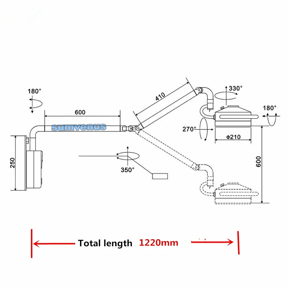 Medical LED 36W Wall Hanging Surgical Examination Shadowless Lamp Cold Light Dental ENT Surgery Veterinary PET Tattoo