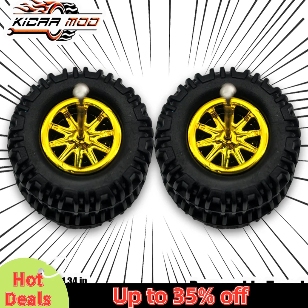 1/64 Model Car Wheels with Rubber All Terrain Tires Ten Spokes Refitting Parts for Off-road Vehicle HotWheels Large Size 1 Set