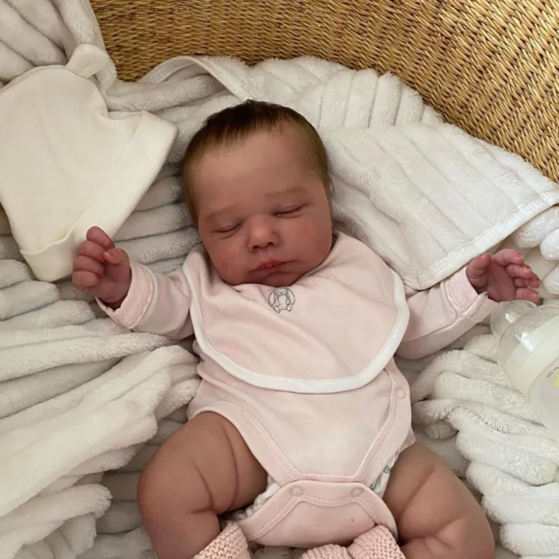 19inch Already Finished Reborn Baby Doll MARLEY Sleeping Baby Lifelike Soft Touch 3D Skin with Visible Veins Bebe Reborn Doll