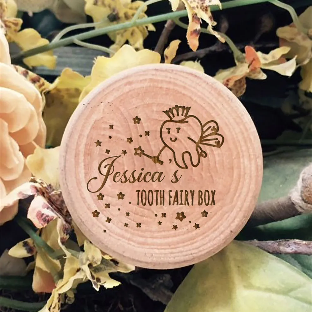 Personalised Engraved Baby Wooden Tooth Box Milk Teeth Storage Collect Teeth Umbilical Save Gifts Custom Name Keepsake Boxes